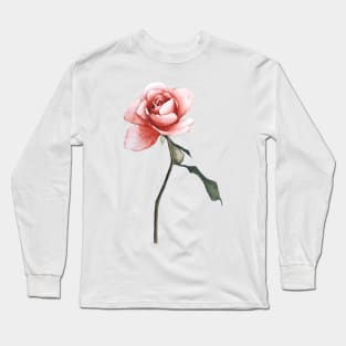 Pink rose watercolor Long Sleeve T-Shirt